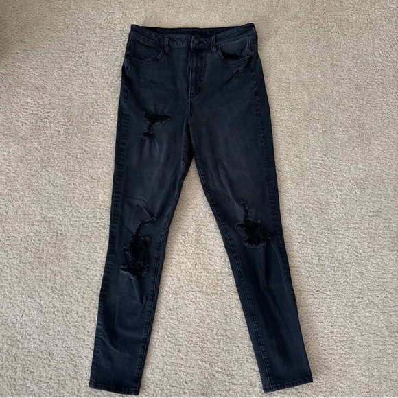 American Eagle Black Distressed Denim Jeans - Picture 1 of 9